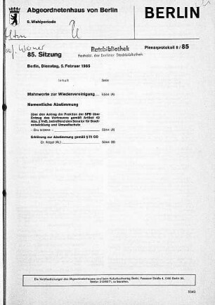 Nr. 85, 5. Februar 1985