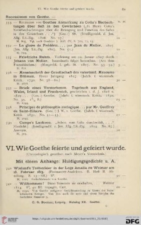 VI. Wie Goethe feierte und gefeiert wurde (Nr. 740 - 790)