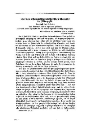 Über den wissenschaftlich-künstlerischen Charakter der Pädagogik