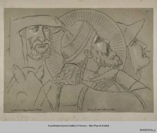 Drei Köpfe vom Kreuzigungsbild des Pietro Lorenzetti