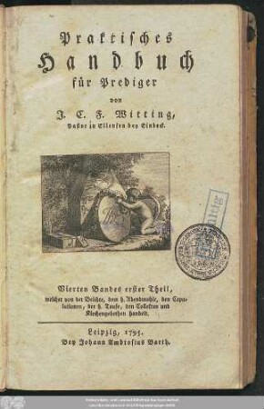 4,1: Welcher von der Beichte, dem. h. Abendmahle, den Copulationen, der h. Taufe, den Collekten und Kirchengebethen handelt