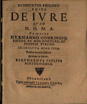 Disputatio Philosophica De Iure