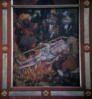 Laurentius- und Sebastiansaltar — Der heilige Laurentius auf dem Feuerrost