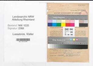 Entnazifizierung Walter Luesebrink , geb. 14.02.1902 (Techn. Verwaltungsdienst)