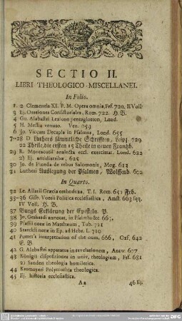 Sectio II. Libri Theologico-Miscellanei