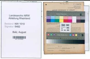 Entnazifizierung August Balz , geb. 29.06.1886 (Einzelhaendler)