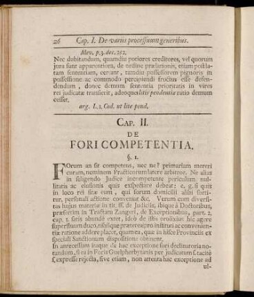 Cap. II. De Fori Competentia.