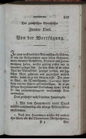 Der griechischen Sprachlehre Zweiter Theil. Von der Wortfügung.