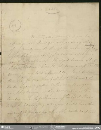 Eigenh. Brief von John Syms an August Wilhelm von Schlegel, Oxford, 12.03.1829