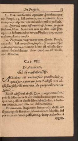 Cap. VIII. De Accidente, [...]