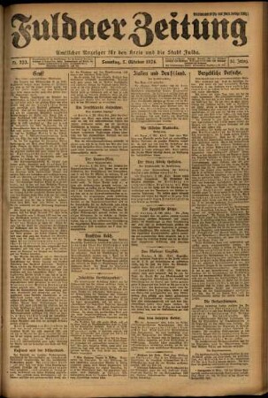 Erste Ausgabe vom Sonntag, den 05. Oktober 1924.