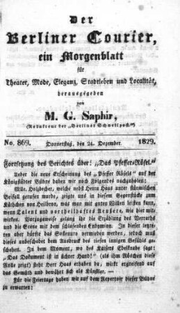 No. 869, Donnerstag, den 24. Dezember 1829