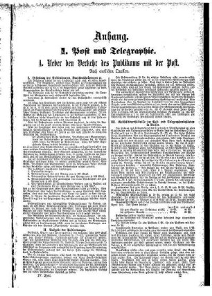 I. Post und Telegraphie
