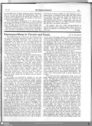 Eignungsprüfung in Theorie und Praxis