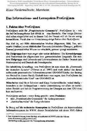 Das Informations- und Lernsystem ProGr@mm