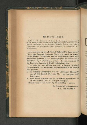 Mededeelingen.