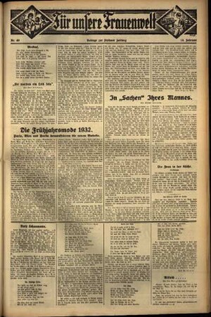 Zweite Ausgabe vom Donnerstag, den 18. Februar 1932.
