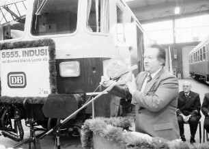Karlsruhe: Bundesbahn Ausbesserungswerk; Feierstunde für 5555. Indusi-Zugsicherung