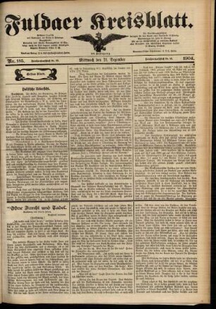 Erste Ausgabe vom Mittwoch, den 21. Dezember 1904.