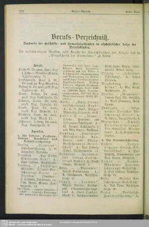 3. Berufsklassen und Gewerbebetriebe : Dritte Abteilung. Berufs-Verzeichnis