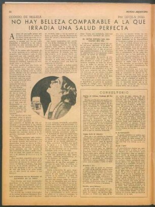 No hay belleza comparable a la que irradia una salud perfecta : Código de belleza