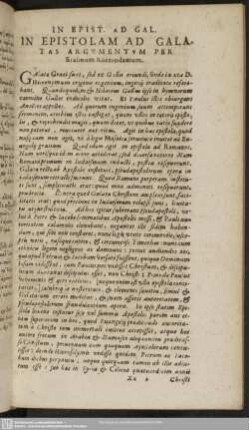 In Epistolam Ad Galatas Argumentum Per Erasmum Roterodamum