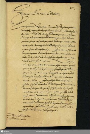 Schreiben Johann Georgs an d. Steuer-Buchhalter Caspar Kiengel, dat. Dreßden, 16.12.1650