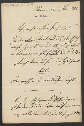 Brief an Friedrich Wilhelm Jähns : 03.11.1878
