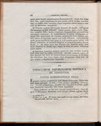 Fontes Commentationis Huius