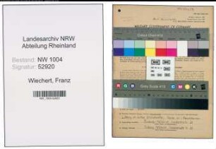Entnazifizierung Franz Wiechert , geb. 10.10.1908 (Buerogehilfe)