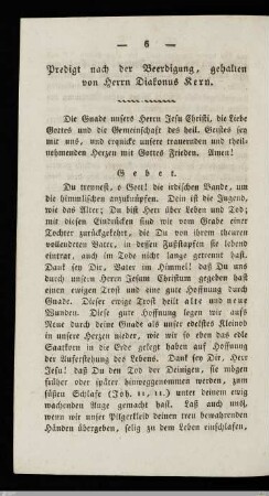 Predigt nach der Beerdigung