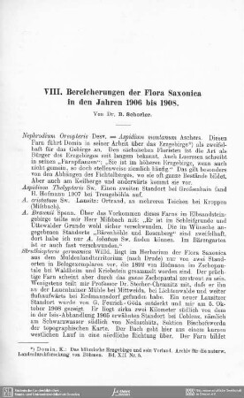 Bereicherungen der Flora Saxonica in den Jahren 1906 bis 1908