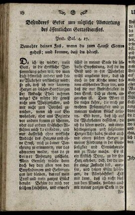 Besonderes Gebet um nützliche Abwartung des öffentlichen Gottesdienst. - Gebet bey Sterbenden.