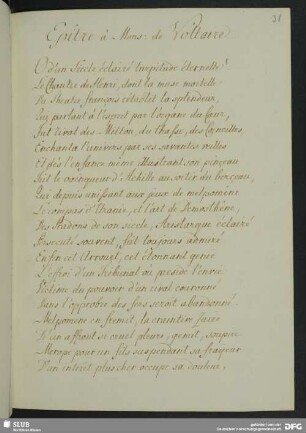 Epitre à Mons: de Voltaire