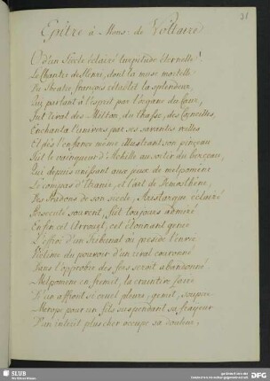 Epitre à Mons: de Voltaire