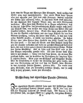 Beschreibung des eigentlichen Parade-Zimmers