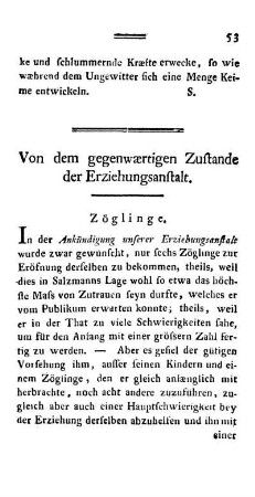 Von dem gegenwærtigen Zustande der Erziehungsanstalt