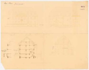 Villa Dr. Richard Schöne, Berlin-Grunewald: Aufriss und Querschnitt 1:100