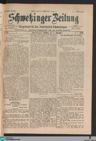 Schwetzinger Zeitung : Tageblatt für den Amtsbezirk Schwetzingen