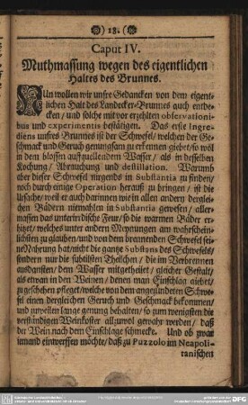 Caput IV. Muthmassung wegen des eigentlichen Haltes des Brunnes