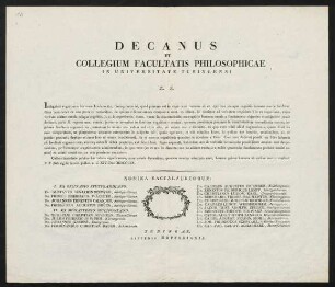 Decanus et Collegium Facultatis Philosophicae in Universitate Tubingensi