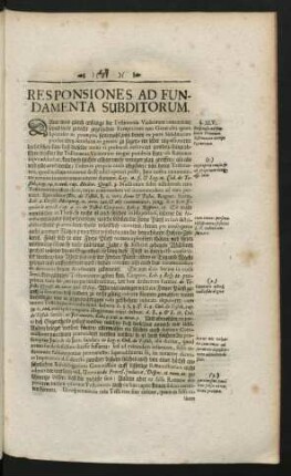 Responsiones Ad Fundamenta Subditorum.