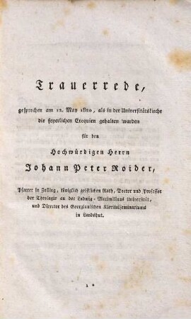 Johann Peter Roider's Bildung, Charakter und Leben
