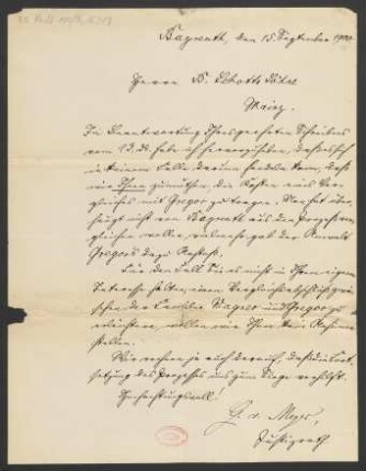 Brief an B. Schott's Söhne : 15.09.1900