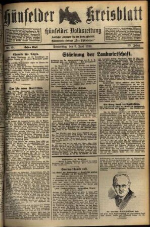 Erste Ausgabe vom Donnerstag, den 07. Juni 1928.