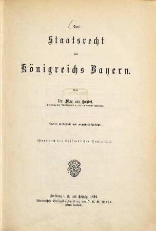Das Staatsrecht des Königreichs Bayern
