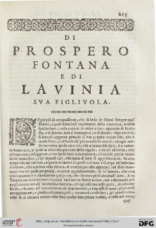 Di Prospero Fontana e di Lavinia sva figlivola