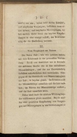 III. Vom Vergnügen am Naiven.