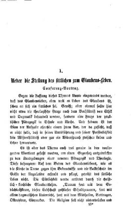 Ueber die Stellung des sittlichen zum Glaubens-Leben : Conferenz-Vortrag
