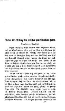 Ueber die Stellung des sittlichen zum Glaubens-Leben : Conferenz-Vortrag